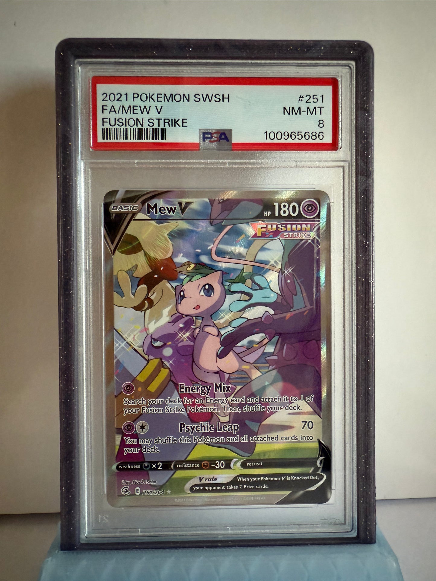 PSA 8 - Mew V 251/264 Alternate Art Full Art Fusion Strike
